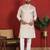 Cotton silk floral embroidered beige kurta with trouser