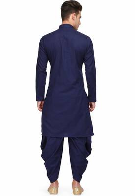 Classic blue cotton kurta with drape style dhoti salwar 3