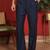Cotton silk embroidered daman work blue kurta with bell bottom trouser