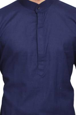 Classic blue cotton kurta with drape style dhoti salwar 4