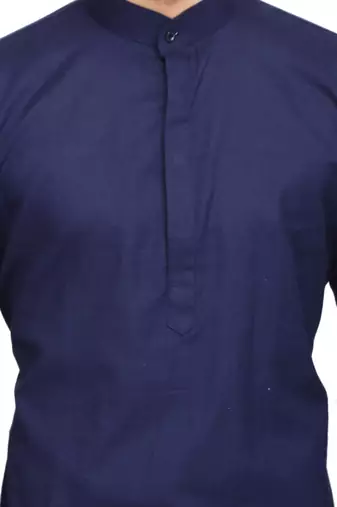 Classic blue cotton kurta with drape style dhoti salwar