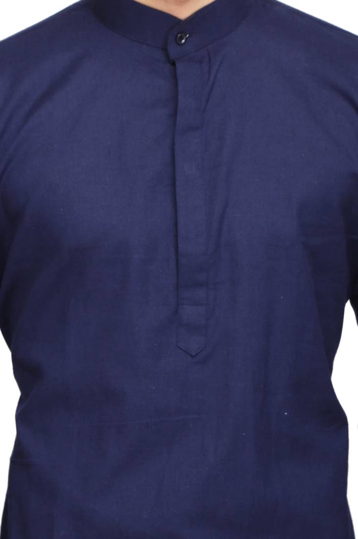 Classic blue cotton kurta with drape style dhoti salwar