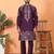 Cotton silk embroidered daman work wine kurta with bell bottom trouser