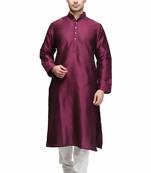 Purple color silk kurta pajama set for men