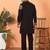 Japanese fabric embroidered paisley black kurta with trouser pant