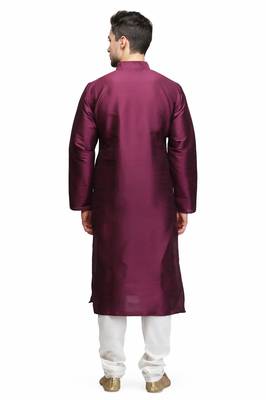 Purple color silk kurta pajama set for men 3