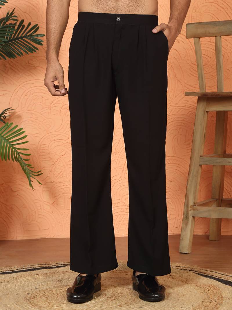 Japanese fabric embroidered paisley black kurta with trouser pant