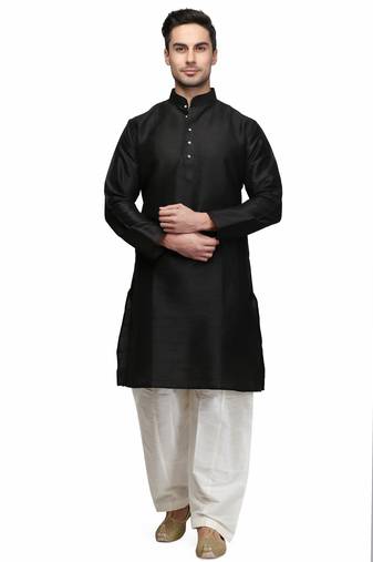 Classic black color silk kurta pajama set