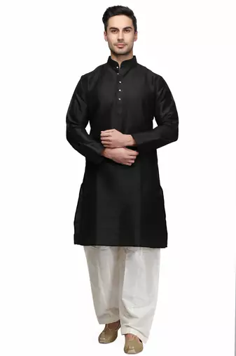 Classic black color silk kurta pajama set
