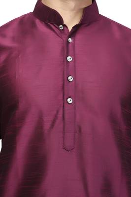 Purple color silk kurta pajama set for men 4