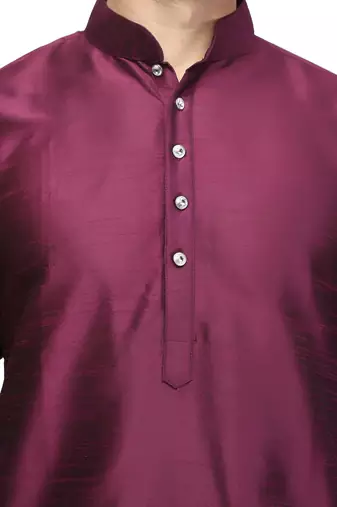 Purple color silk kurta pajama set for men