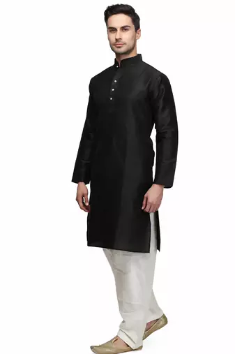Classic black color silk kurta pajama set