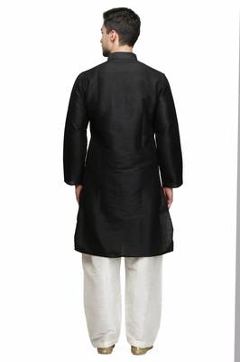 Classic black color silk kurta pajama set 3