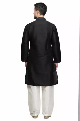Classic black color silk kurta pajama set