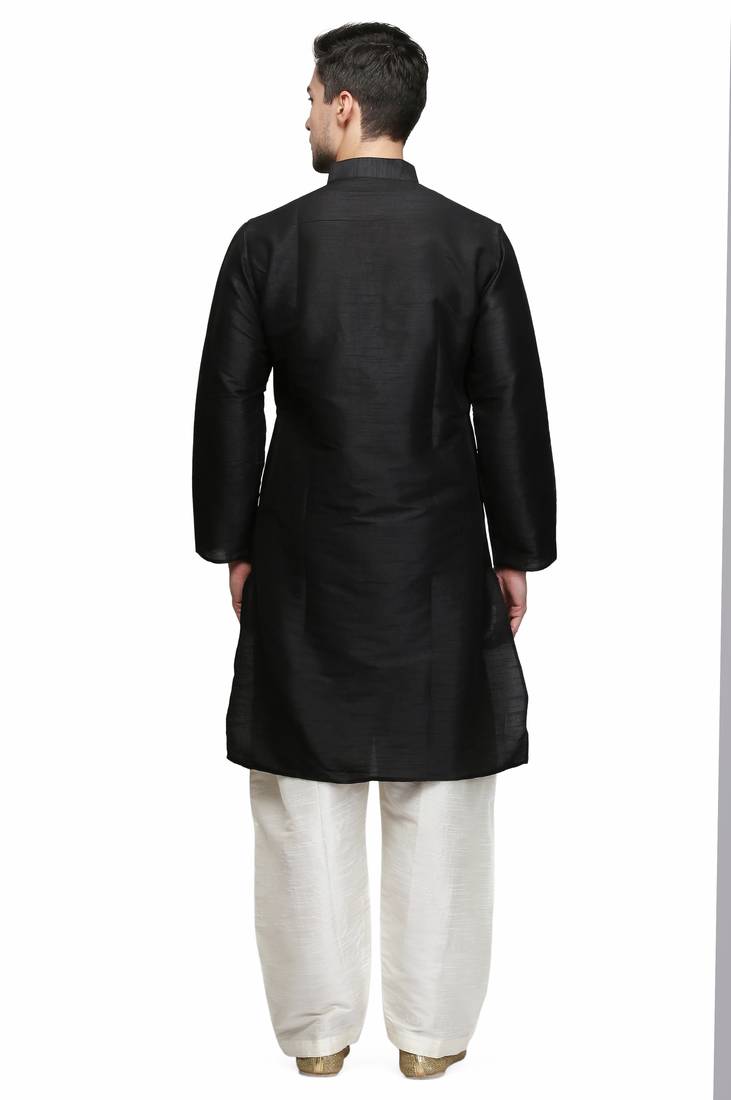 Classic black color silk kurta pajama set