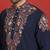 Japanese fabric embroidered paisley navy blue kurta with trouser pant
