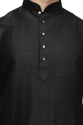 Classic black color silk kurta pajama set 4