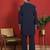Japanese fabric embroidered paisley navy blue kurta with trouser pant
