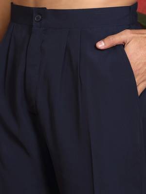 Japanese fabric embroidered paisley navy blue kurta with trouser pant 4