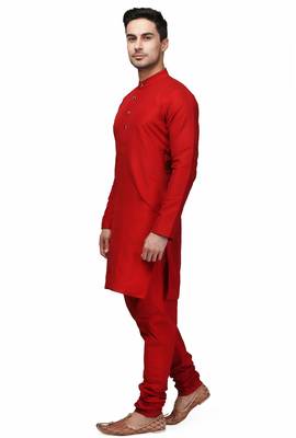 Classic design cotton red color kurta pajama set 2