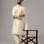 Classic cream color silk kurta with pants set