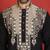 Japanese fabric yoke design embroidered black kurta with trouser pant