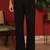 Japanese fabric yoke design embroidered black kurta with trouser pant
