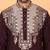 japanese fabric yoke design embroidered maroon kurta with trouser pant