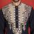 japanese fabric yoke design embroidered blue kurta with trouser pant