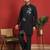 japanese fabric embroidered work black kurta with bell bottom pant