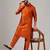 Classic rust color kurta and pants set in silk fabric