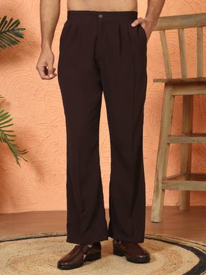 japanese fabric embroidered work wine kurta with bell bottom pant 4