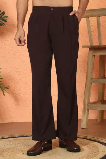 japanese fabric embroidered work wine kurta with bell bottom pant