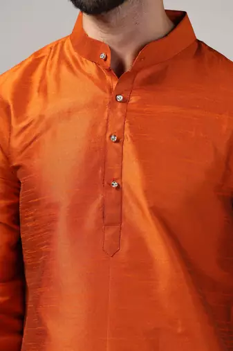 Classic rust color kurta and pants set in silk fabric