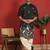 Cotton silk daman work embroidered black kurta with salwar