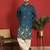 Cotton silk daman work embroidered blue kurta with salwar