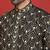 Cotton silk embroidered thread work black kurta with trouser