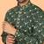 Cotton silk embroidered thread work olive green kurta with trouser