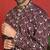 Cotton silk embroidered thread work wine kurta with trouser
