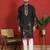 Cotton silk zari placement embroidered daman work black kurta woth trouser