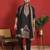 Cotton silk embroidered black kurta & trouser with dupatta
