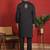 Cotton silk embroidered black kurta & trouser with dupatta
