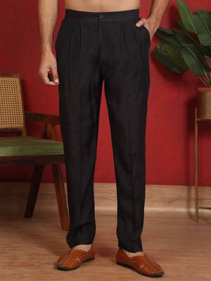 Cotton silk embroidered black kurta & trouser with dupatta 4