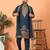 Cotton silk embroidered blue kurta & trouser with dupatta