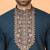 Cotton silk embroidered blue kurta & trouser with dupatta