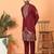 Cotton silk embroidered maroon kurta & trouser with dupatta