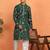 Floral printed olive green cotton kurta and pyjamas