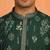 Floral printed olive green cotton kurta and pyjamas