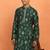Floral printed olive green cotton kurta and pyjamas