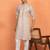 Floral printed beige cotton kurta and pyjamas